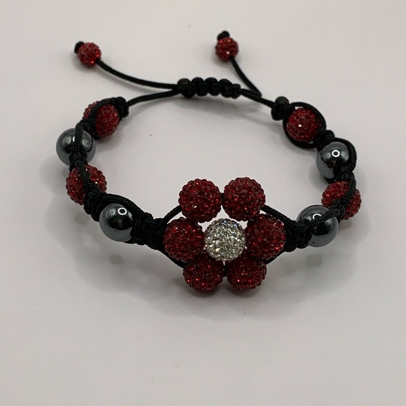 Jewelry - Red and Black Beaded Bracelet Adjustable